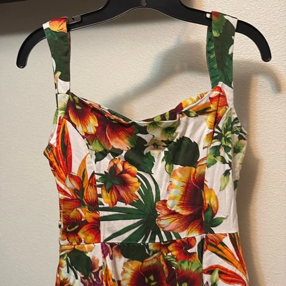 Hearts & Roses H&R women's tropical flower dress sweetheart neck size 10 - Picture 6 of 9